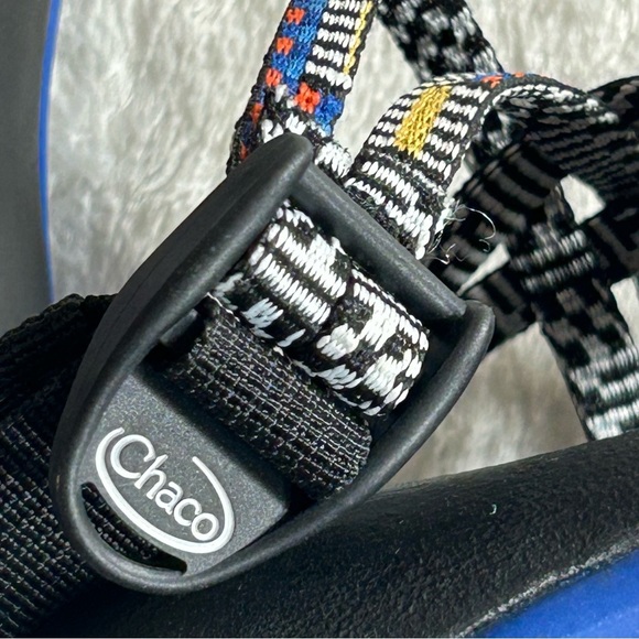 Chaco Kids Sandals - Black with Blue and Yellow Adjustable Straps - Picture 5 of 9